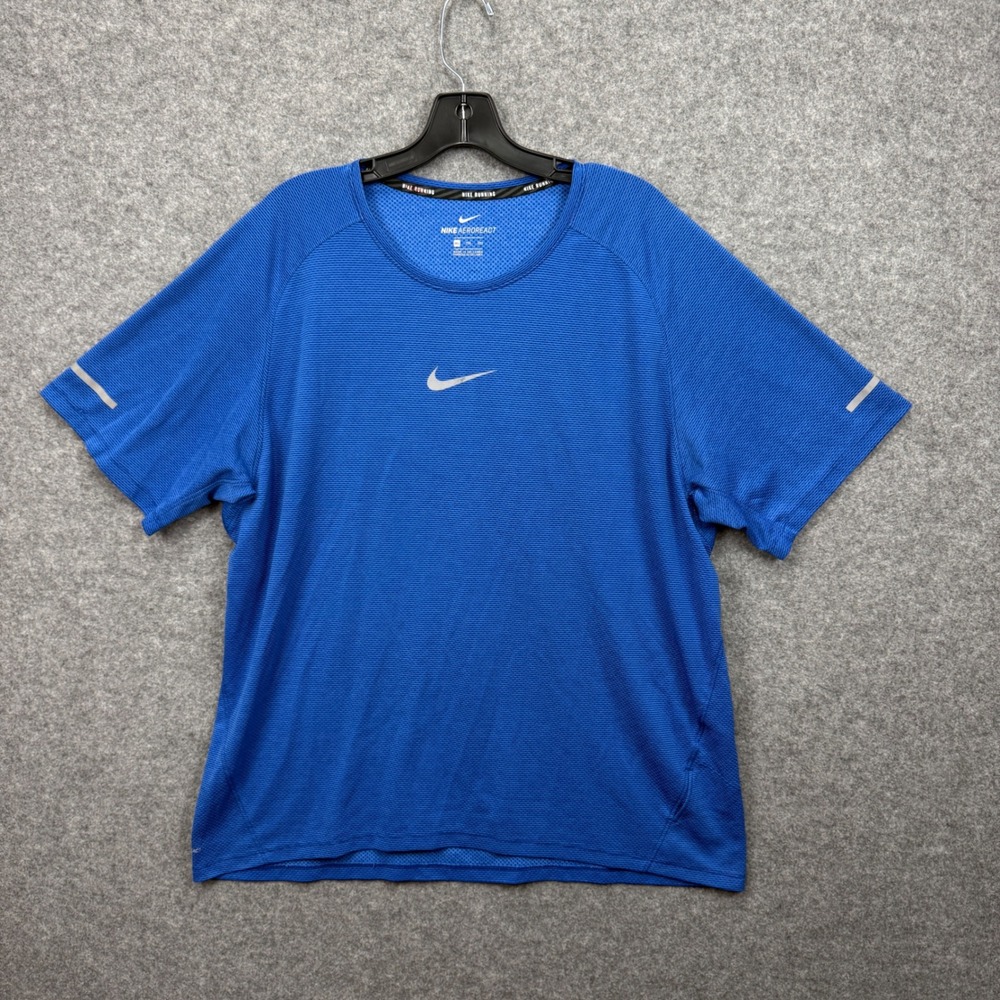 Nike Aeroreact‎ Running Shirt Mens XXL Blue Reflective Performance Tee XXL